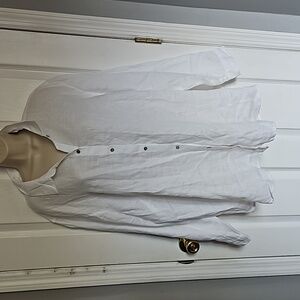 ¹NWT J.. Jill Linen White long line  Button Up Blouse 4.x